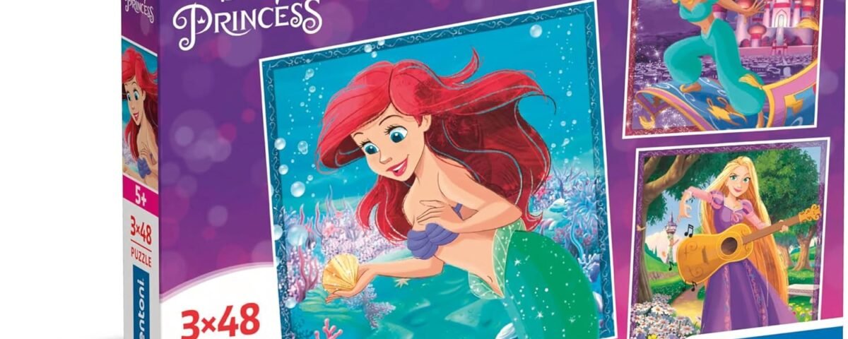 Clementoni - 25304 - Supercolor Puzzle - Disney Princess - 3x48 Pièces, Puzzle Enfants 5 Ans, Boîte De 3 Puzzles (48 Pièces), Puzzle Dessin Animé - Fabriqué en Italie