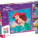 Clementoni - 25304 - Supercolor Puzzle - Disney Princess - 3x48 Pièces, Puzzle Enfants 5 Ans, Boîte De 3 Puzzles (48 Pièces), Puzzle Dessin Animé - Fabriqué en Italie