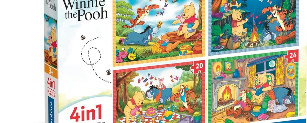 Clementoni Supercolor 4 in 1-Disney Winnie The Pooh Progressifs (12, 16, 20, 24 Pièces), Enfants 3 Ans, Puzzle Dessin Animé-Fabriqué en Italie, 21514