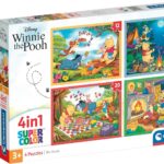 Clementoni Supercolor 4 in 1-Disney Winnie The Pooh Progressifs (12, 16, 20, 24 Pièces), Enfants 3 Ans, Puzzle Dessin Animé-Fabriqué en Italie, 21514