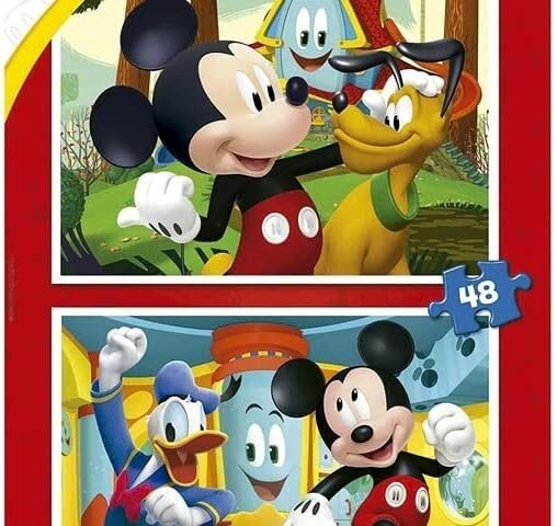 Educa - Maison Amusante Mickey Mouse 2x48. 2 Puzzles en Carton pour Enfants de 48 pièces chacun. Doublement Amusant avec ce Puzzle Disney et Mickey 2x48 pièces à partir de 4 Ans (19312)