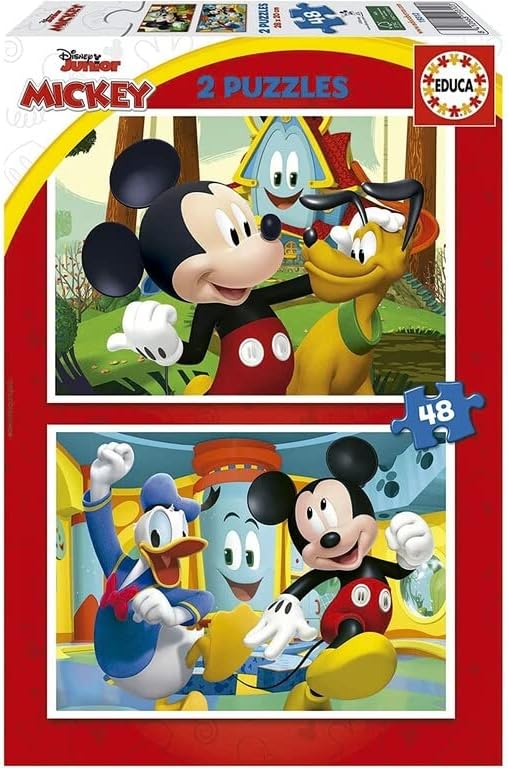 Educa - Maison Amusante Mickey Mouse 2x48. 2 Puzzles en Carton pour Enfants de 48 pièces chacun. Doublement Amusant avec ce Puzzle Disney et Mickey 2x48 pièces à partir de 4 Ans (19312)