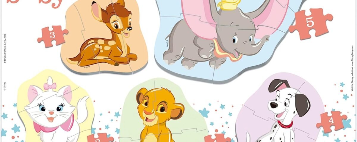Educa - Baby Animaux Disney. Lot de 5 Puzzles progressifs de 3 à 5 pièces pour Construire Vos Personnages préférés. +24 Mois (18591)