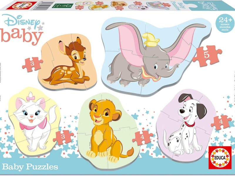 Educa - Baby Animaux Disney. Lot de 5 Puzzles progressifs de 3 à 5 pièces pour Construire Vos Personnages préférés. +24 Mois (18591)