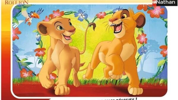 Nathan - Puzzle Enfant - Cadre 15 pièces - Simba et Nala - Disney Le Roi Lion - Fille ou garçon dès 3 ans - Puzzle de qualité supérieure - Carton épais et résistant - 86183