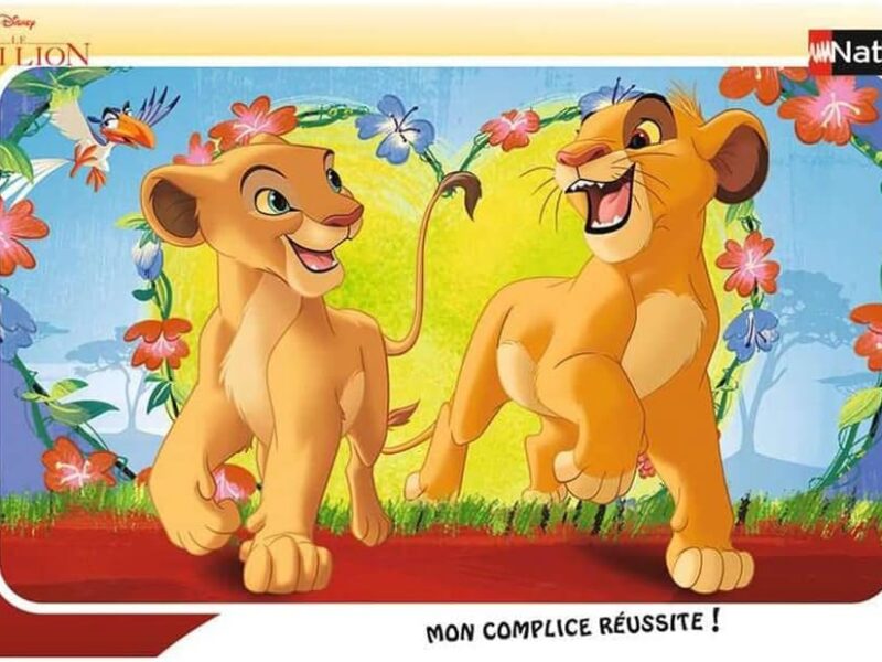 Nathan - Puzzle Enfant - Cadre 15 pièces - Simba et Nala - Disney Le Roi Lion - Fille ou garçon dès 3 ans - Puzzle de qualité supérieure - Carton épais et résistant - 86183