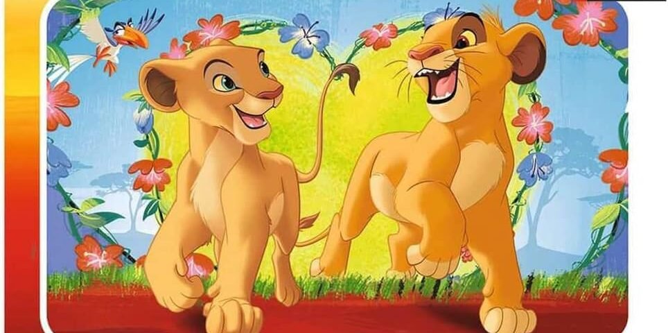Nathan - Puzzle Enfant - Cadre 15 pièces - Simba et Nala - Disney Le Roi Lion - Fille ou garçon dès 3 ans - Puzzle de qualité supérieure - Carton épais et résistant - 86183