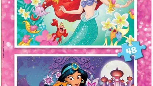 Educa - 2 Puzzles de 48 pièces pour Enfants | Disney Princesses Ariel + Jasmine. À partir de 5 Ans (18213)