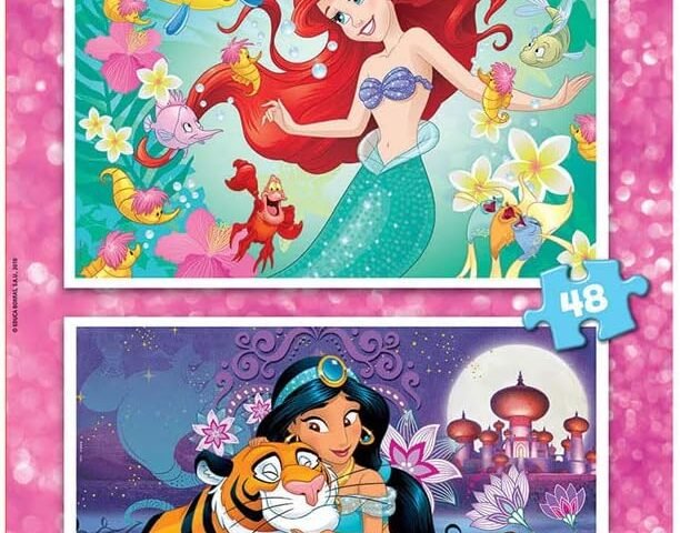 Educa - 2 Puzzles de 48 pièces pour Enfants | Disney Princesses Ariel + Jasmine. À partir de 5 Ans (18213)