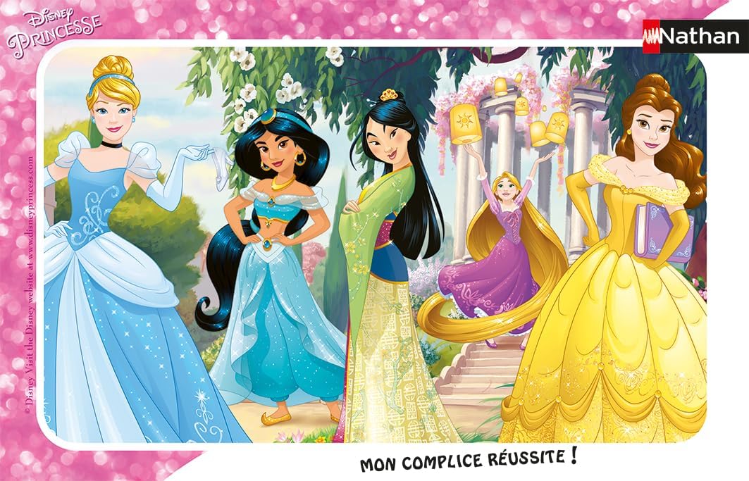 Nathan - Puzzle Enfant - Cadre 15 pièces - Jolies princesses Disney - Fille ou garçon dès 3 ans - Puzzle de qualité supérieure - Carton épais et résistant - Princesses - 86169