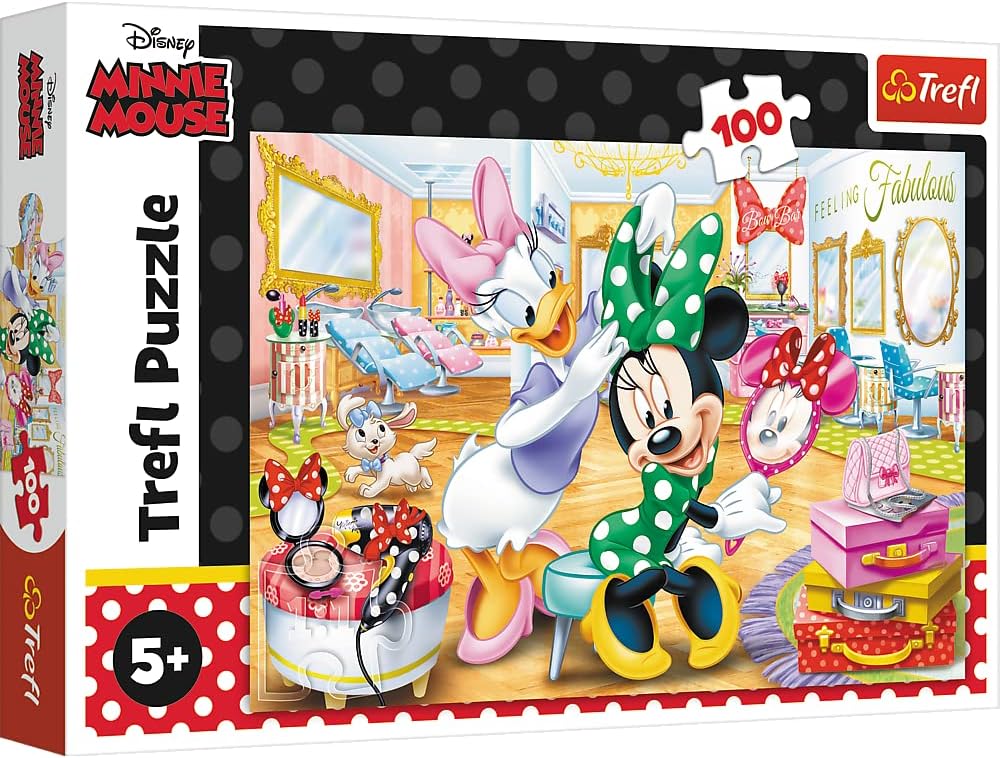 Trefl - Puzzle - Minnie dans Un Salon de beauté - Disney Minnie 100 Pièces, pour Les Enfants à partir de 5 Ans