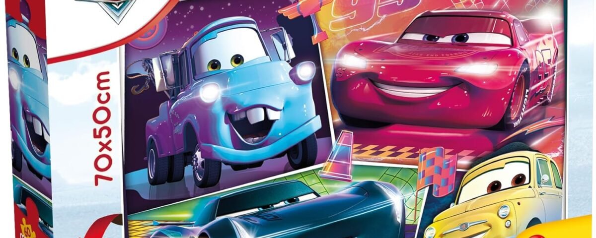 Disney, Maxi Puzzle pour enfants à partir de 4 ans, 60 pièces, 2 en 1 Double Face Recto / Verso avec le dos à colorier - Disney Cars 3 64007