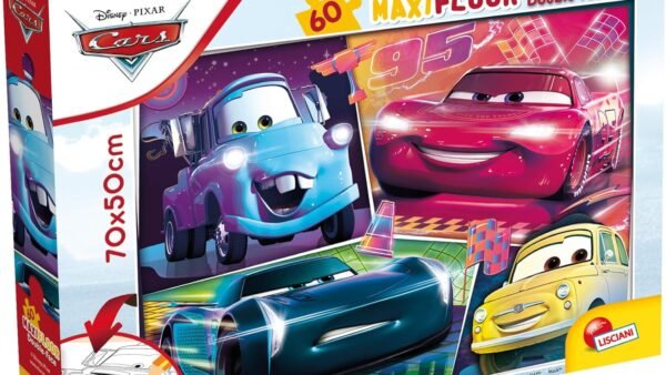 Disney, Maxi Puzzle pour enfants à partir de 4 ans, 60 pièces, 2 en 1 Double Face Recto / Verso avec le dos à colorier - Disney Cars 3 64007
