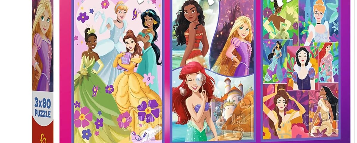 Trefl – Puzzle 3 en 1 : Disney Princess, Les Princesses Amies - 3 x 80 Pièces, Ensemble de Trois Puzzles pour Les Enfants à partir de 5 Ans