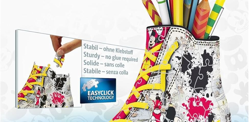 Ravensburger - Puzzle 3D Sneaker - Disney Mickey Mouse - Pot à crayons - A partir de 8 ans - 108 pièces numérotées à assembler sans colle - Accessoires inclus - 12055
