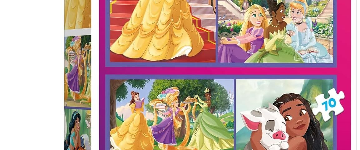 Trefl - Puzzle 2 en 1 : Disney Princesse, Journées Fabuleuses - 2 x 70 Pieces, Ensemble de Deux Puzzle pour Les Enfants à partir de 4 Ans