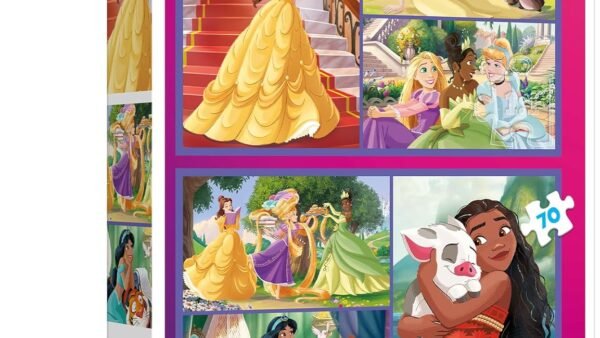 Trefl - Puzzle 2 en 1 : Disney Princesse, Journées Fabuleuses - 2 x 70 Pieces, Ensemble de Deux Puzzle pour Les Enfants à partir de 4 Ans