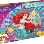 Lisciani - DISNEY - Puzzle Ariel - 48 Pièces - Pour Enfants Dès 4 Ans - Puzzle Double Face avec Verso à Colorier - 35x25 cm - Stimule la Réflexion et la Patience - Fabriqué en Italie