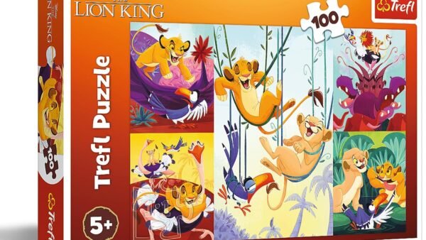 Trefl - The Lion KingBrave Roi Lion - Puzzle 100 Pièces - Puzzle coloré avec des Personnages de Dessin Animé, Divertissement Créatif, pour Les Enfants à partir de 5 Ans