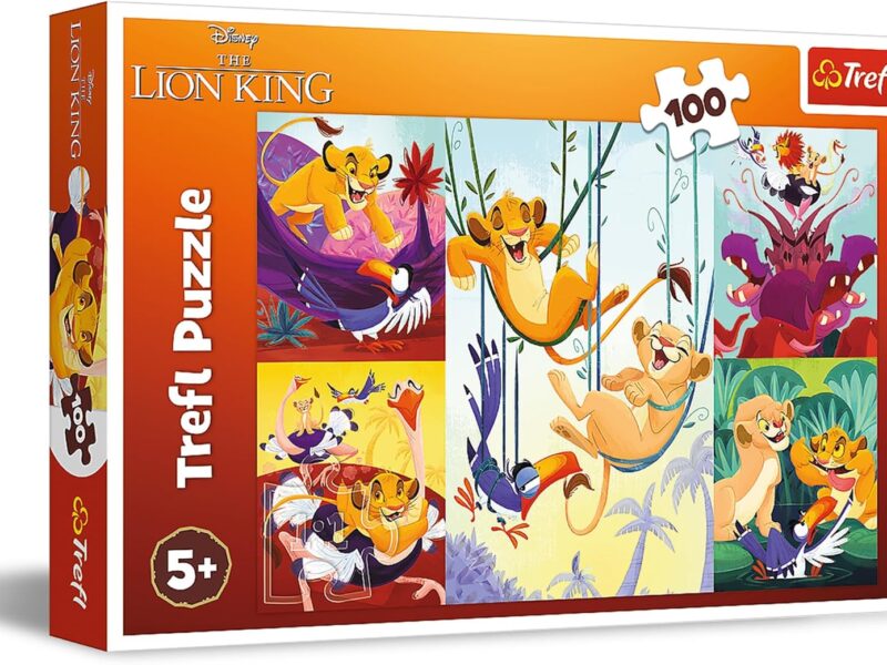 Trefl - The Lion KingBrave Roi Lion - Puzzle 100 Pièces - Puzzle coloré avec des Personnages de Dessin Animé, Divertissement Créatif, pour Les Enfants à partir de 5 Ans