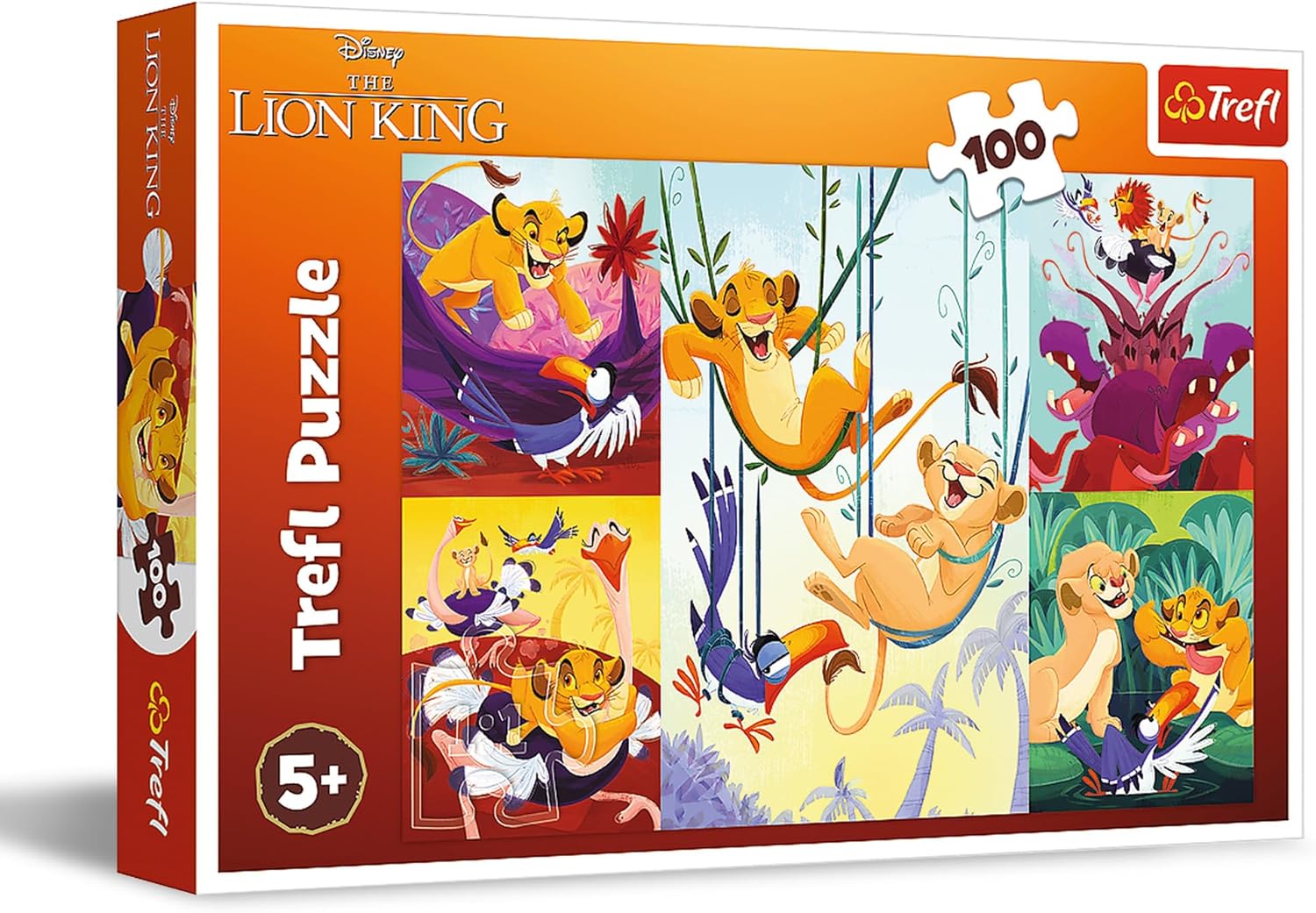 Trefl - The Lion KingBrave Roi Lion - Puzzle 100 Pièces - Puzzle coloré avec des Personnages de Dessin Animé, Divertissement Créatif, pour Les Enfants à partir de 5 Ans