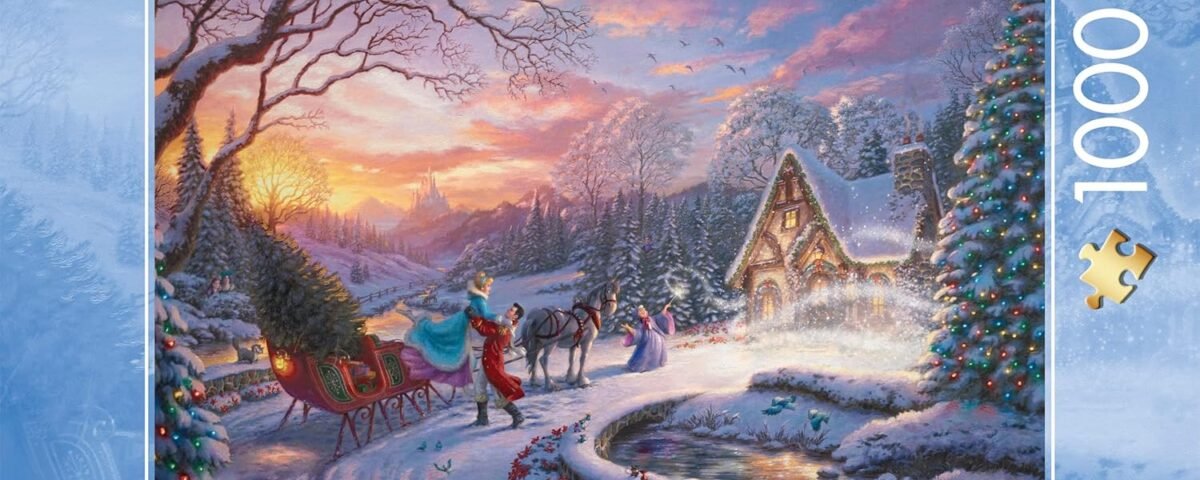 Schmidt Spiele 58035 Disney Cendrillon Bringing Home for Christmas Puzzle 1000 pièces, Dessin animé