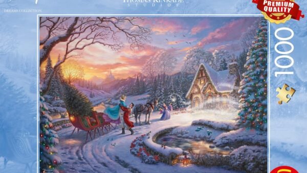 Schmidt Spiele 58035 Disney Cendrillon Bringing Home for Christmas Puzzle 1000 pièces, Dessin animé