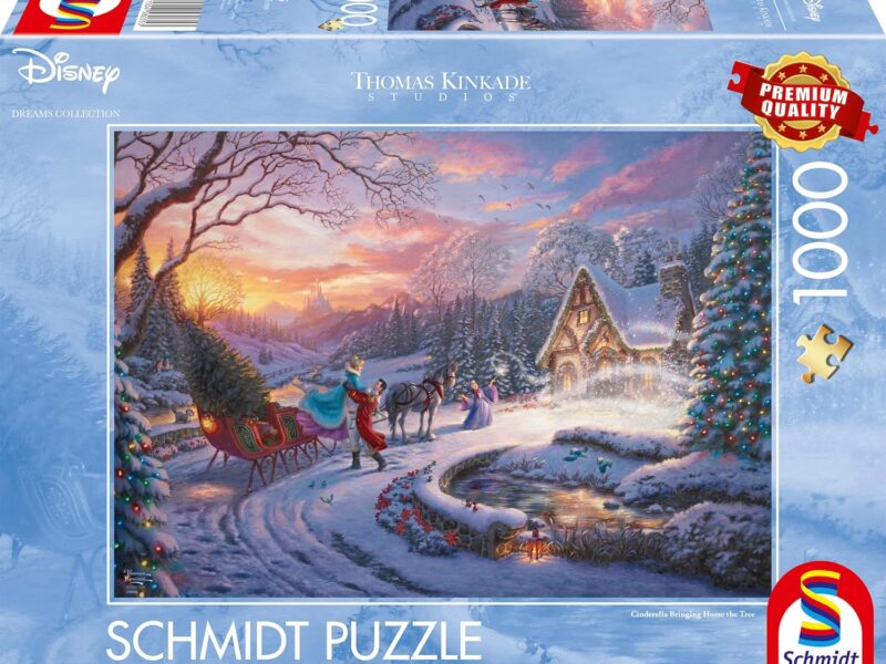 Schmidt Spiele 58035 Disney Cendrillon Bringing Home for Christmas Puzzle 1000 pièces, Dessin animé