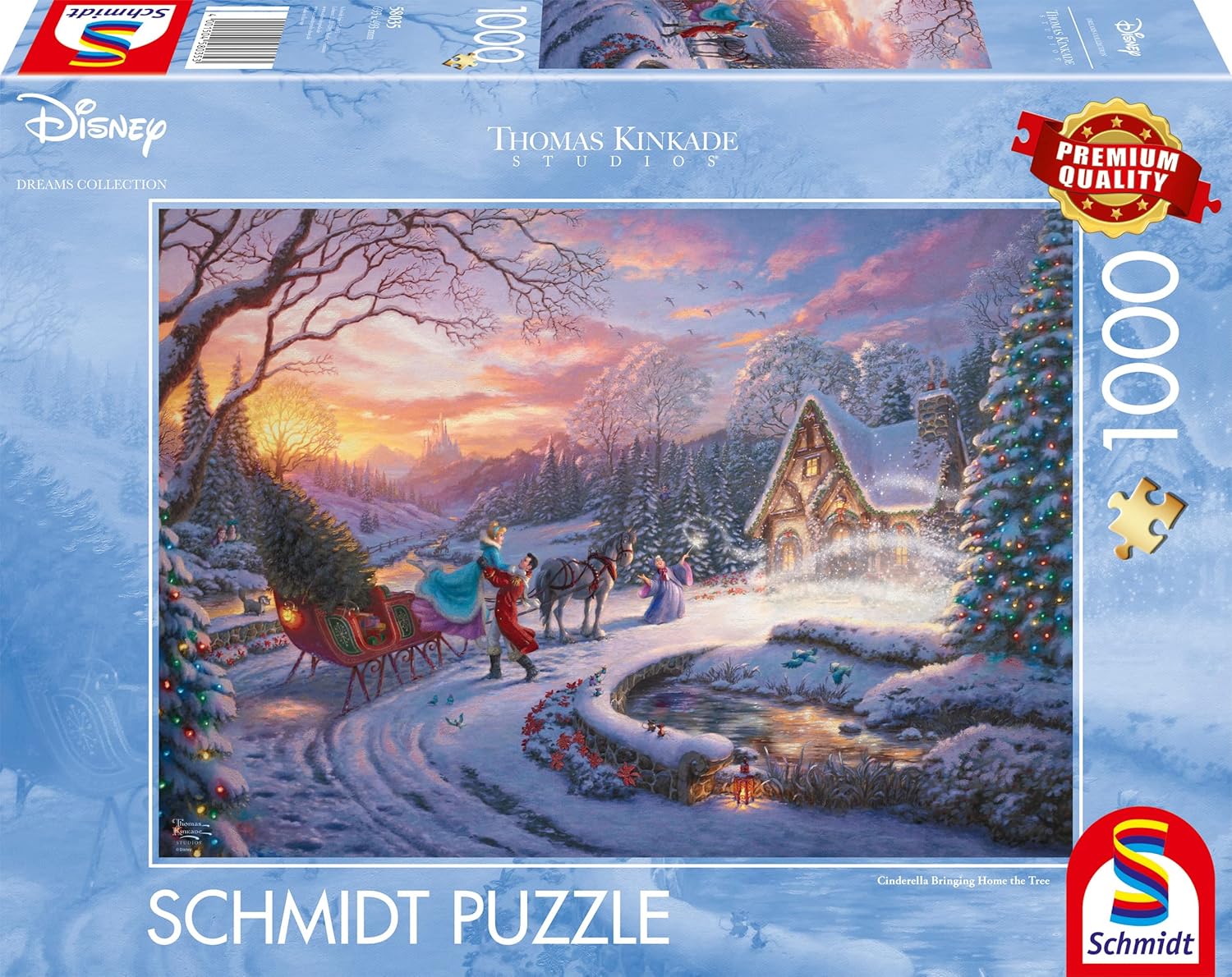 Schmidt Spiele 58035 Disney Cendrillon Bringing Home for Christmas Puzzle 1000 pièces, Dessin animé