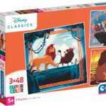 Clementoni - Puzzle Enfant 5 Ans - Le Roi Lion - Lot de 3 Puzzles 48 Pièces, Supercolor, Fabriqué en Italie