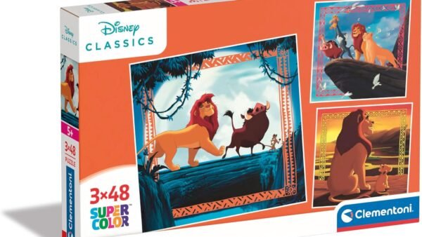 Clementoni - Puzzle Enfant 5 Ans - Le Roi Lion - Lot de 3 Puzzles 48 Pièces, Supercolor, Fabriqué en Italie