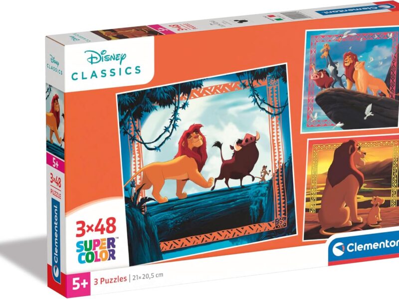 Clementoni - Puzzle Enfant 5 Ans - Le Roi Lion - Lot de 3 Puzzles 48 Pièces, Supercolor, Fabriqué en Italie