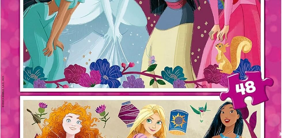 Educa - Disney Princess | Ensemble de 2 Puzzles pour Enfants avec 48 pièces. Mesure : 28 x 20 cm. Composé de Grandes pièces Parfaitement finies. +4 Ans (19675)