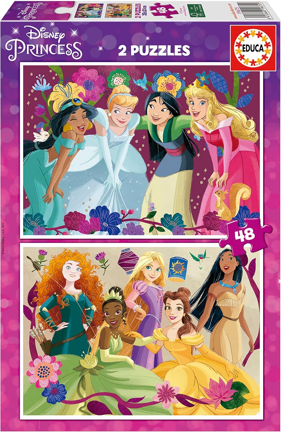 Educa - Disney Princess | Ensemble de 2 Puzzles pour Enfants avec 48 pièces. Mesure : 28 x 20 cm. Composé de Grandes pièces Parfaitement finies. +4 Ans (19675)
