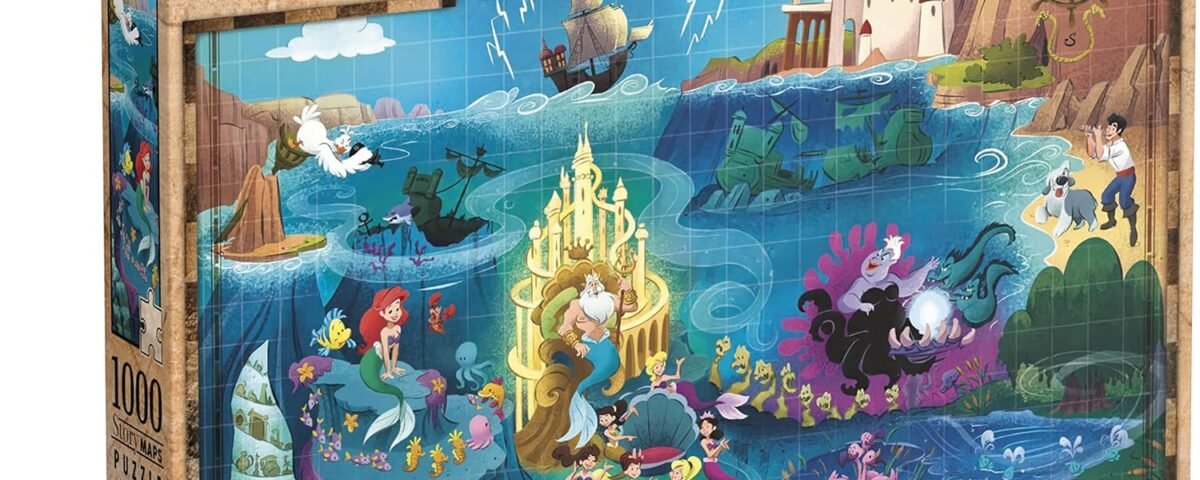 Clementoni - 39664 - Puzzle Disney Story Maps Little Mermaid - Puzzle Adulte 1000 pièces, Puzzle Personnage Disney, Puzzle Dessin animé, Puzzle Princesse - fabriqué en Italie