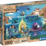 Clementoni - 39664 - Puzzle Disney Story Maps Little Mermaid - Puzzle Adulte 1000 pièces, Puzzle Personnage Disney, Puzzle Dessin animé, Puzzle Princesse - fabriqué en Italie