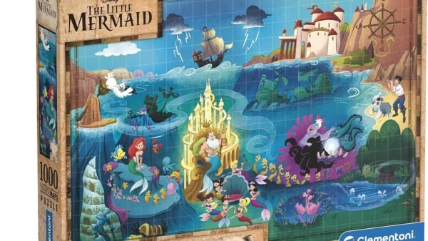 Clementoni - 39664 - Puzzle Disney Story Maps Little Mermaid - Puzzle Adulte 1000 pièces, Puzzle Personnage Disney, Puzzle Dessin animé, Puzzle Princesse - fabriqué en Italie