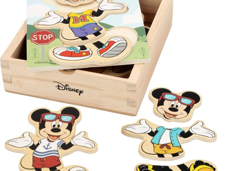 WOOMAX Disney Puzzle en Bois Costumes 19 pièces-12,5 x 14 cm-Mickey, 48723, Multicolore, Trajes