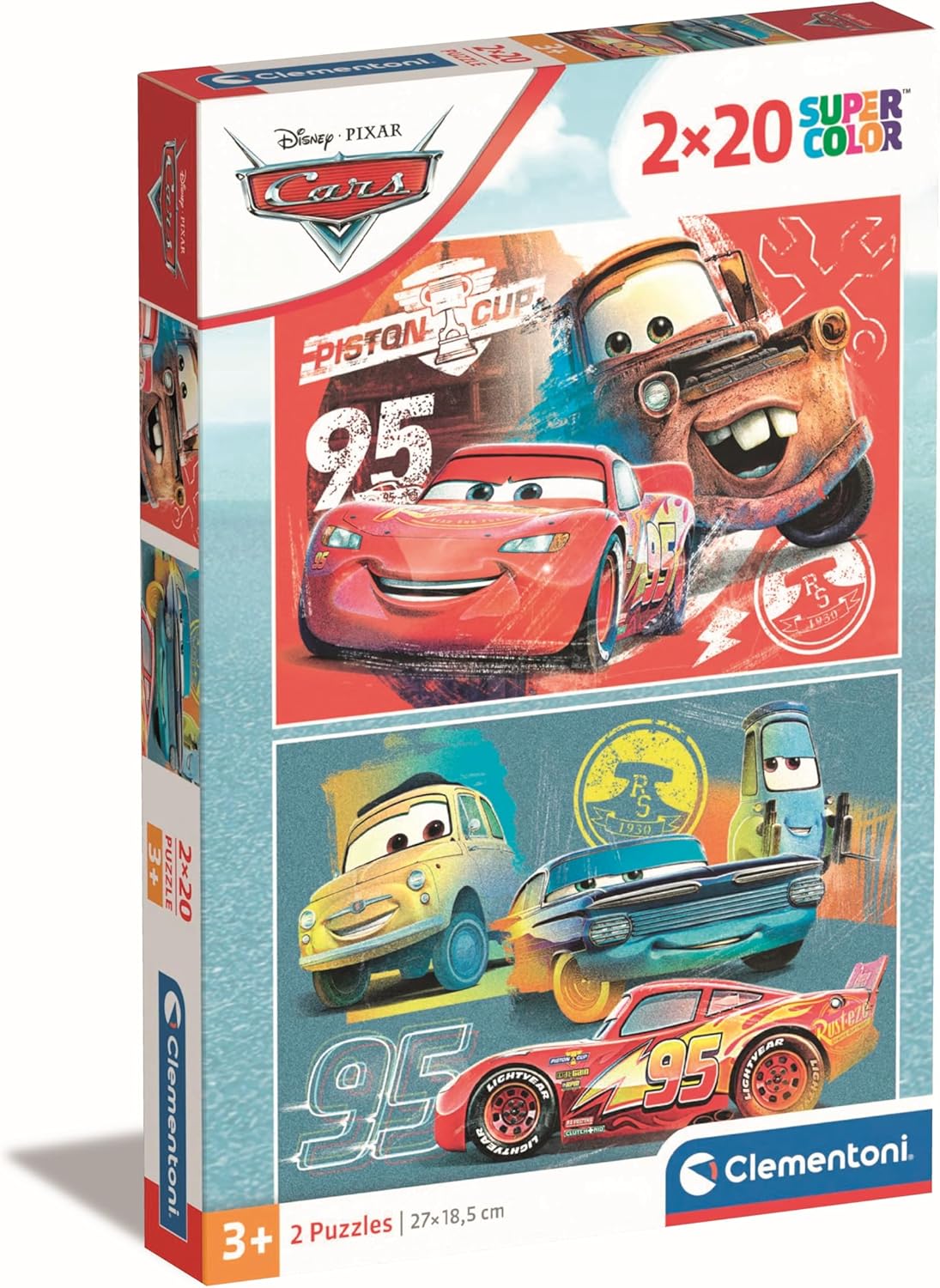 Clementoni Cars Disney Puzzle 2X20, Supercolor, Puzzle pour Enfants, Fabriqué en Italie, Multicolore, 24808