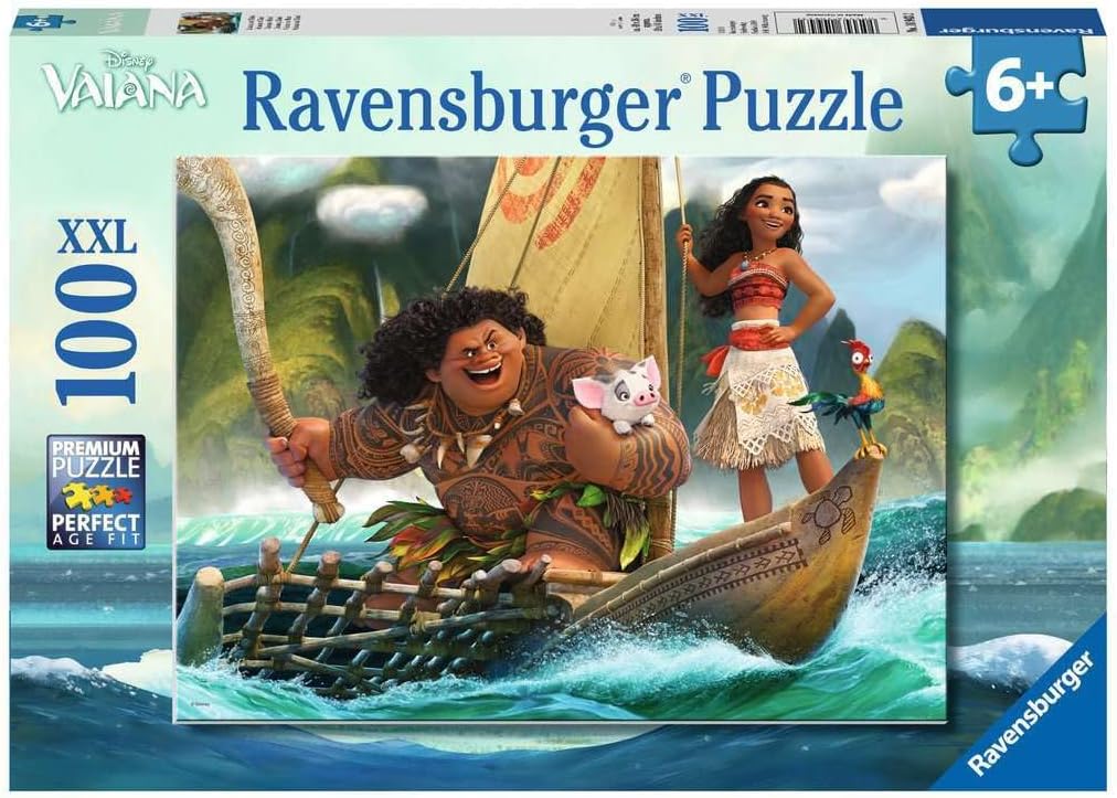 Ravensburger - Puzzle Enfant - Puzzle 100 p XXL - Vaiana et Maui/Disney Vaiana - À partir de 6 Ans - Puzzle de qualité supérieure - Carton épais et résistant - Aventure - 10943