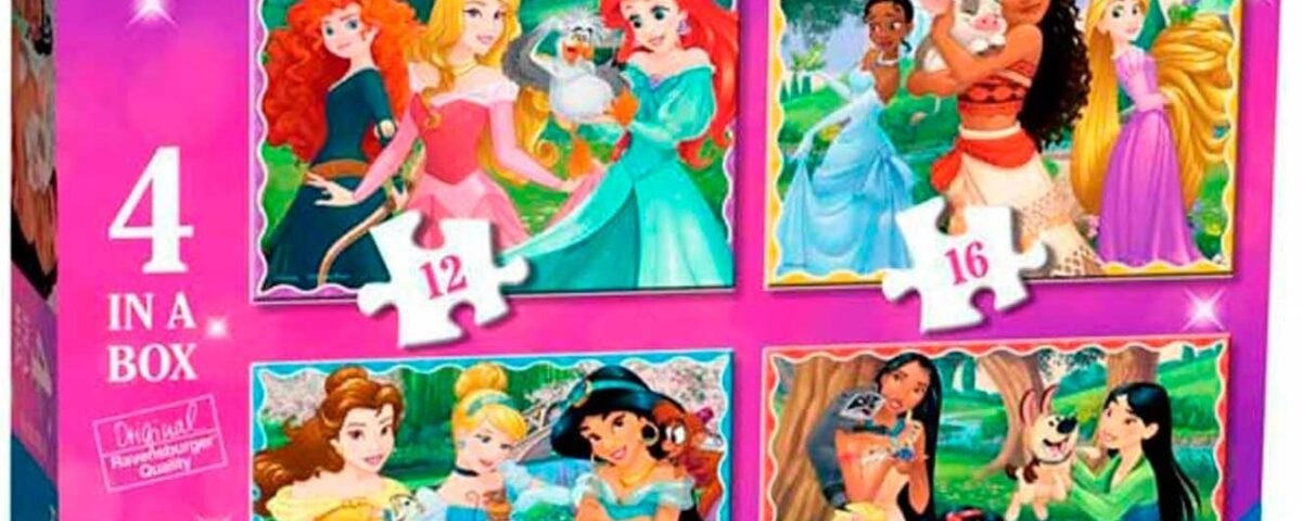 Ravensburger Disney Princess – Boîte de 4 Puzzles (12, 16, 20, 24 pièces) pour Enfants à partir de 3 Ans