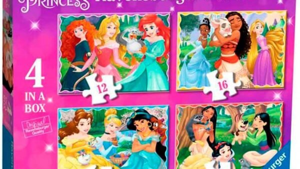 Ravensburger Disney Princess – Boîte de 4 Puzzles (12, 16, 20, 24 pièces) pour Enfants à partir de 3 Ans