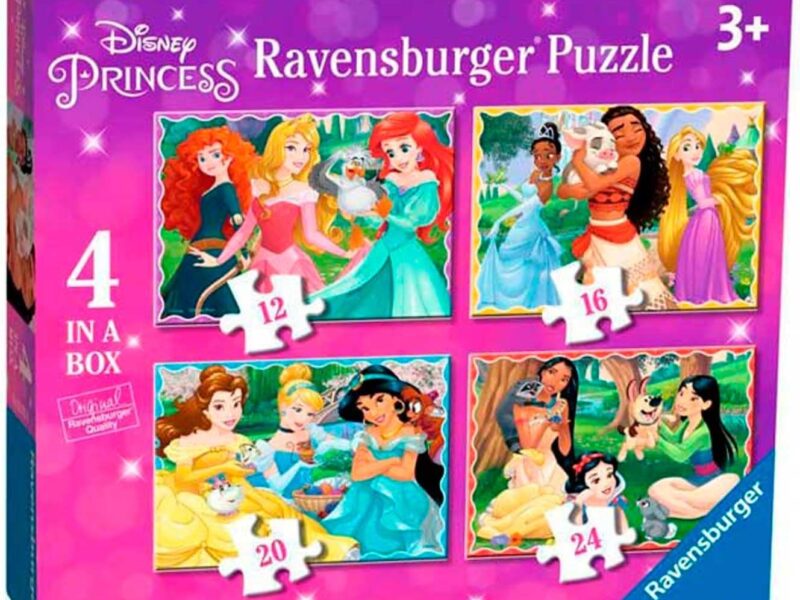 Ravensburger Disney Princess – Boîte de 4 Puzzles (12, 16, 20, 24 pièces) pour Enfants à partir de 3 Ans