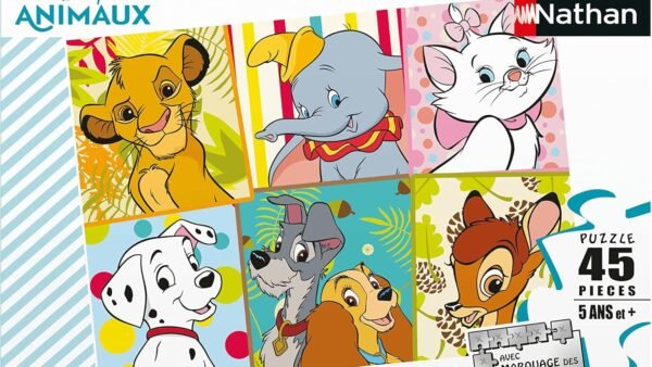 Nathan - Puzzle Enfant - 45 pièces - Mes animaux Disney préférés - Fille ou garçon dès 5 ans - Puzzle de qualité supérieure - Carton épais et résistant - Animaux - 86178