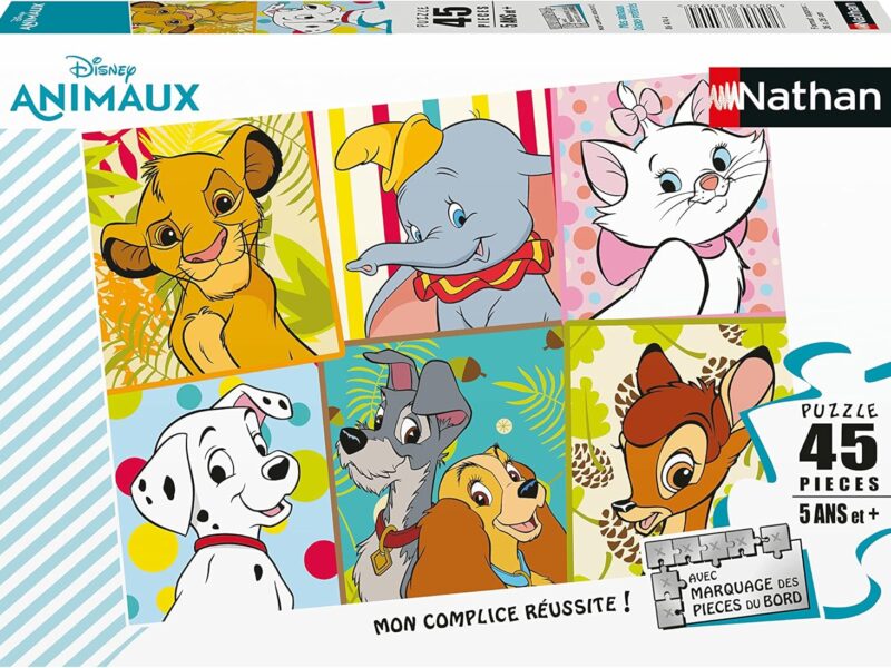 Nathan - Puzzle Enfant - 45 pièces - Mes animaux Disney préférés - Fille ou garçon dès 5 ans - Puzzle de qualité supérieure - Carton épais et résistant - Animaux - 86178