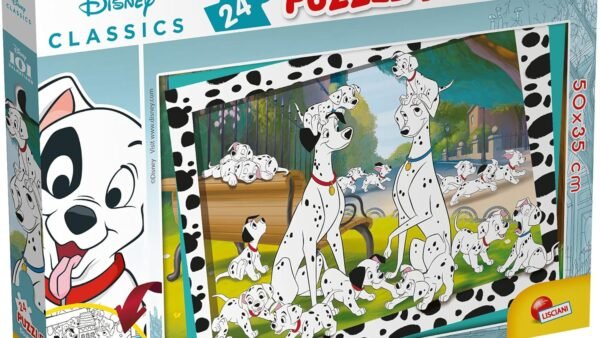 Liscianigiochi, Puzzle pour enfants à partir de 3 ans, 24 pièces, 2 en 1 Double Face Recto / Verso avec le dos à colorier - Disney 101 Dalmatiens 86214
