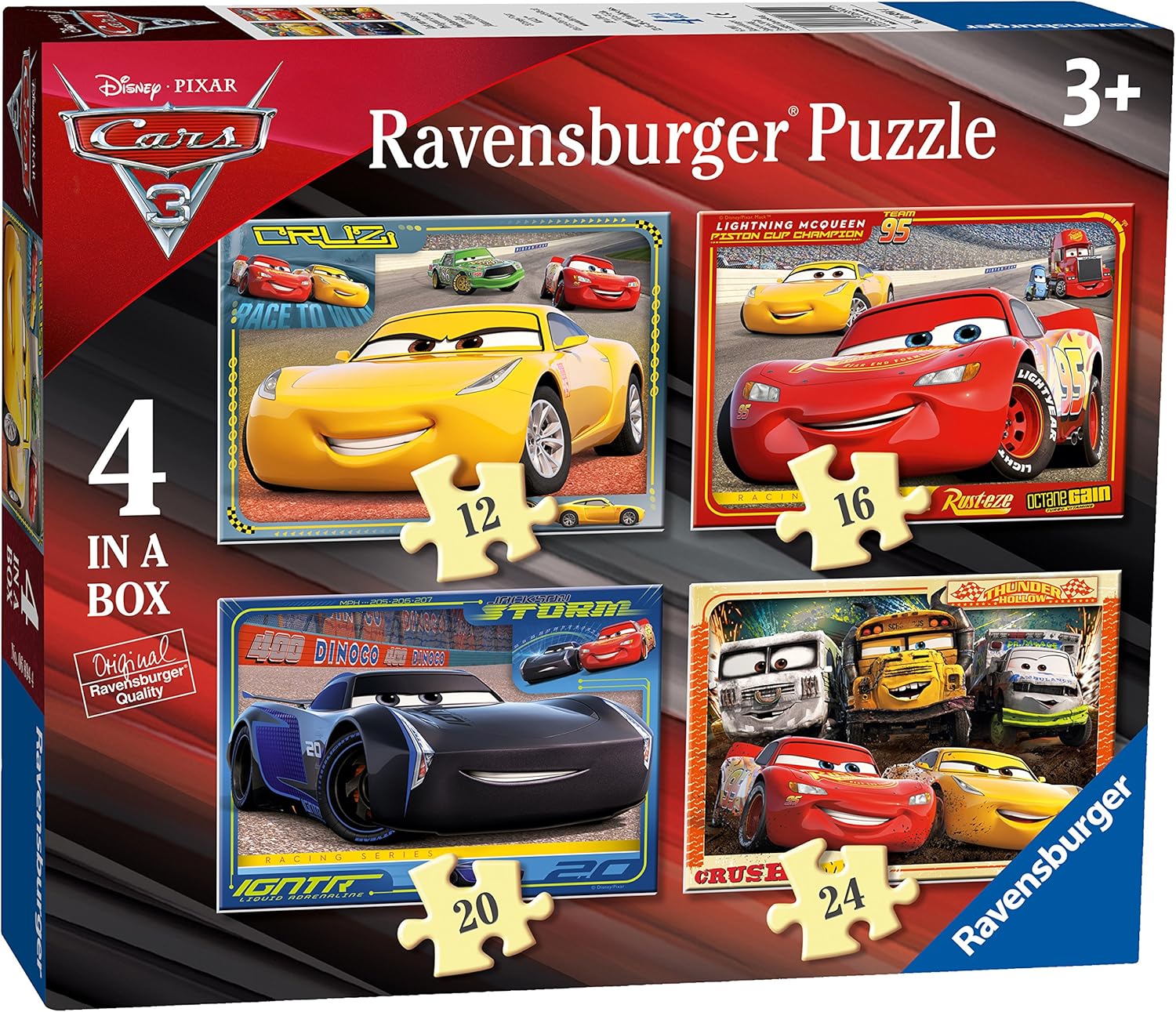 Ravensburger- Cars The Movie Disney Puzzles pour Enfants de 3 Ans et Plus de 4 dans Une boîte (12, 16, 20, 24 pièces), 641892