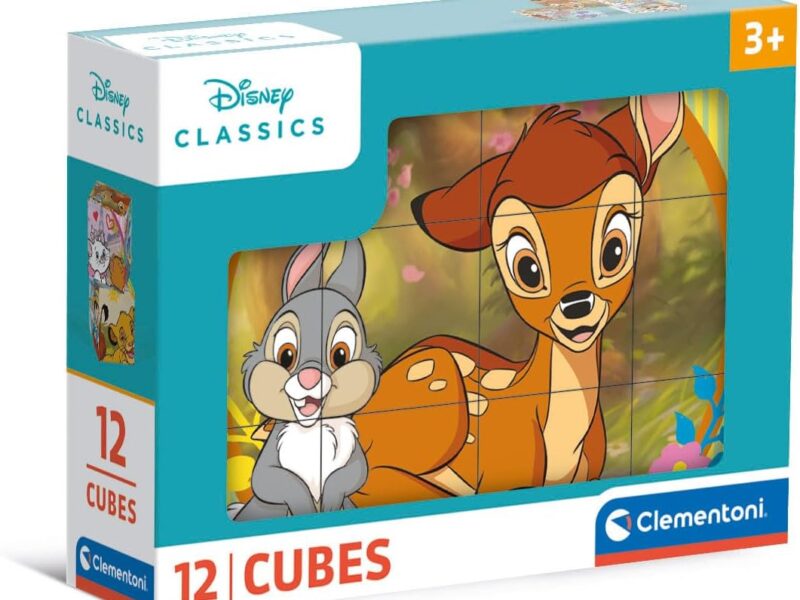Clementoni - Puzzle Enfant 3-5ans - Disney Classic 12 Pièces - Jeu de société Enfant - Cube Supercolor, Fabriqué en Italie, 41196