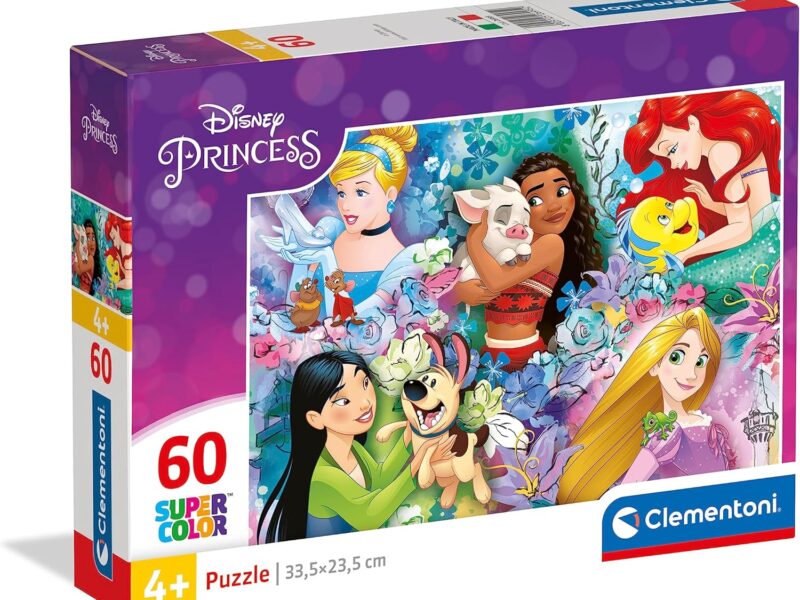 Clementoni - 26995 - Supercolor Puzzle - Disney Princess - 60 pièces, Puzzle pour Enfants