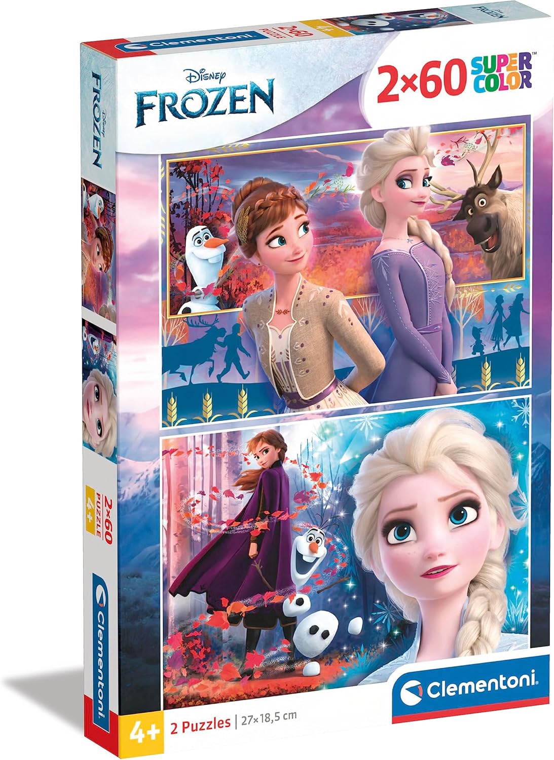 Clementoni - 21609 - Supercolor Puzzle - Disney La Reine des Neiges 2-2x60 pièces - Puzzle Enfant - boîte de 2 Puzzles (60 pièces) - fabriqué en Italie, 5 Ans et Plus
